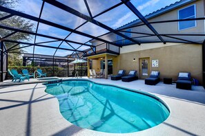 PATIO:  SE Facing Pool & Spa with 4 Chaise Lounges 