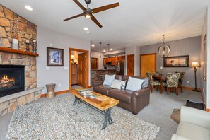 F1 Luxury living Room W/Kitchen & Dining Area View