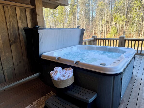 Private hot tub off the master bedroom balcony