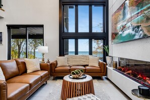 Lake view from spacious main living room.