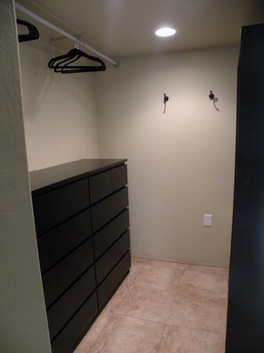 spacious closet in master bedroom