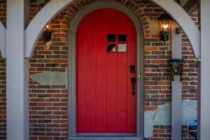 Unique tudor door is original to the home.