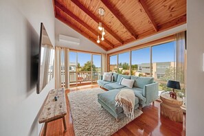 2nd living space upstairs, leading onto a lovely deck.
