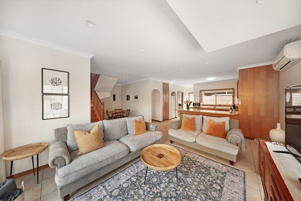 Open plan living with smart TV