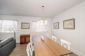 Gather for meals together at the dining table, seating 6