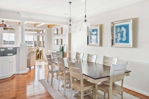 Dining table with seating for 8