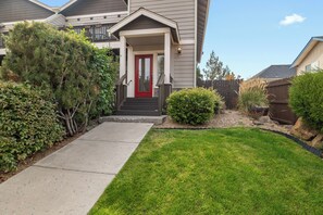 This stylish townhome is equipped with keyless entry for guest convenience