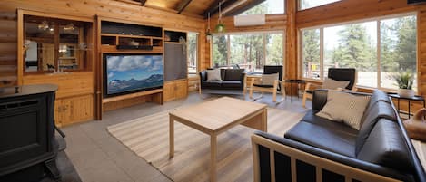 Curl up in the cozy living room & stream your favorites on the smart TV