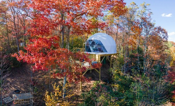 Looking Glass Pisgah Dome has an amazing view of the mountains, hot tub and sauna.