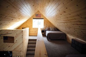 The first of two loft beds
