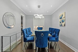 Dining area-1 with 8 seats new dining table, open view to Living room1 & Kitchen