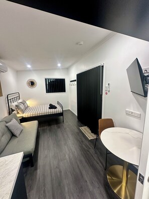 Main living area, block out blinds for comfort and sleeping