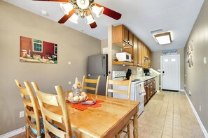 Open dining and kitchen area
