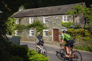 cyclists passing by