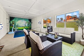 Heated indoor pool.  Area includes comfortable seating.