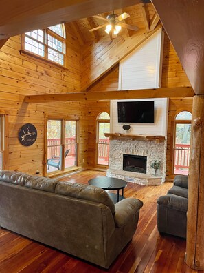 Relax while soaking in the lake views or watching the Smart TV.
