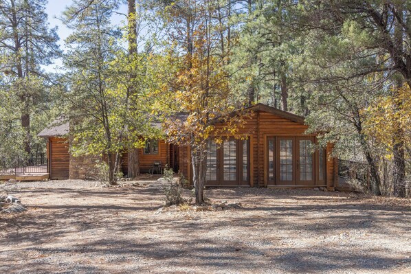 Front door entry or open the french doors to enjoy the fresh air. Ample parking.