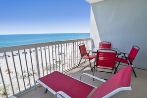 East corner beachfront balcony with an AMAZING Gulf view
