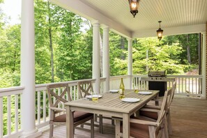 Covered outdoor dining in the mountain fresh air.