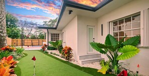 Our mini golf course offers a relaxing way to spend time outdoors.