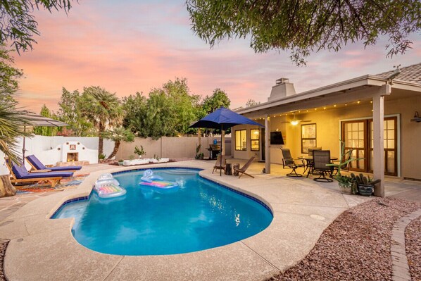 Enjoy a cozy dip in the pool, perfect for relaxing!