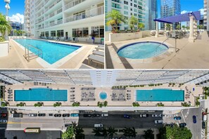 Two Pools and a Hot tub available at the building!
