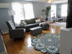 Another view of the Living room, notice mini split a/c to keep you nice and cool