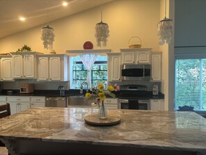 Kitchen renovated in 2021 with large island for 10