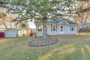 Property Exterior | Lake Access On-Site | Single-Story Cabin
