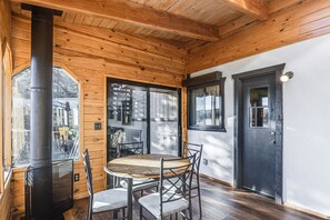 Choose your favorite dining spot – by the fire, in the kitchen, or lakeside.