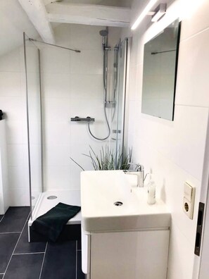 großzügiges Badezimmer mit Dusche