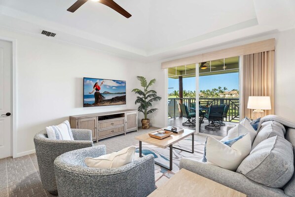 Relax in luxury in your beautiful living room and large screen t