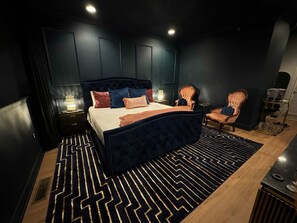 Bedroom 1: Sophisticated bedroom with unique decor and a luxurious feel- a perfect balance of comfort and class!