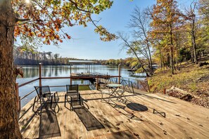 Large deck by dock