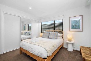Bedroom 1  - with queen bed, storage and ensuite bathroom (shower and toilet)