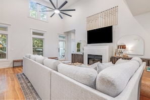 Nestled amongst the trees and wildlife, a quiet oasis to cuddle up on the couch and read or watch tv