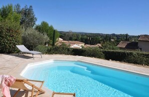 View of the Towers of Castillon from the swimming pool