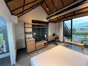 One of two bedrooms on the third floor, both with king size beds
