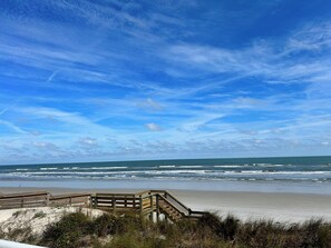 Dedicated beach access with parking, facilities, pool, hot tub and fitness.