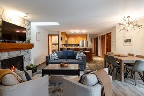 Dining table seats 6 guests comfortably