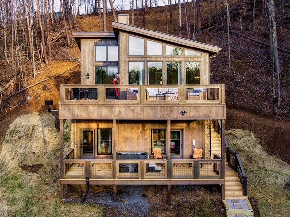 front of the cabin