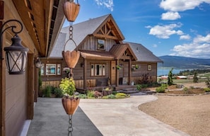 Detailed view of the front entrance to Gunbarrel Ranch House.