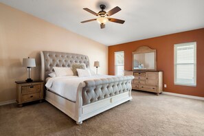 Bedroom 1 features a comfortable king-size bed, perfect for resting. 