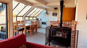 View from living room towards kitchen area