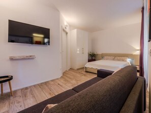 Interior Design, Furniture, Floor, Flooring, Wall, Bed, Room, Wood, Bedroom, Ceiling