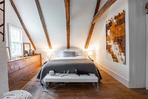 Rustic bedroom with neutral tones