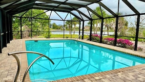 Heated pool, lake view.