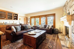 Living room with a wet bar