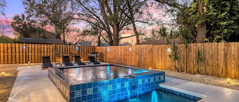 Backyard Cocktail Pool at twilight