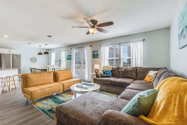 This open concept space has a spacious feel. The living room, dining room, and kitchen are all open to each other. Upper Level